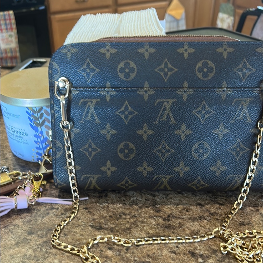 Louis Vuitton Brown Monogram Crossbody Bag with Chain Strap